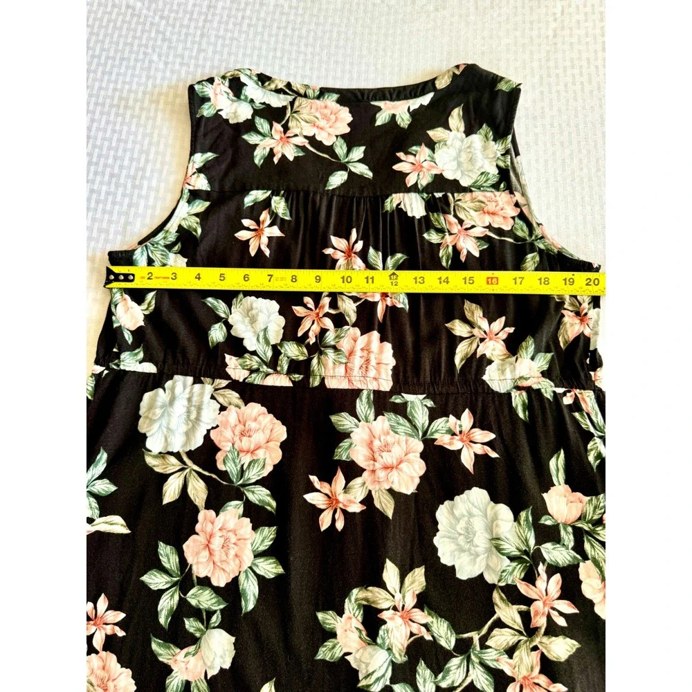 Torrid Floral Mini Dress‎ Womens 1 Black Pink Sleeveless Zip Pocket Cottagecore
